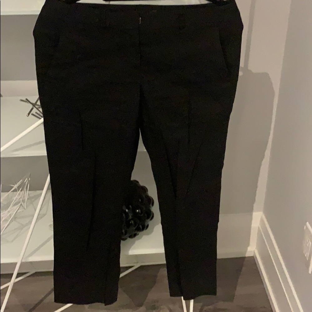 Theory Cropped Linen Pants - Black, Size 2